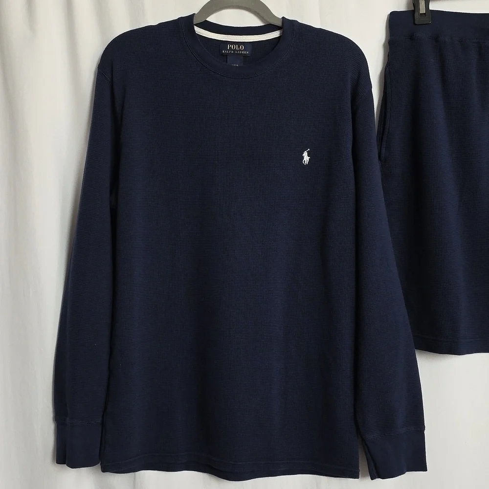 Polo Ralph Lauren Blue Mens Cotton Shirt & Shorts Set.  Size Large